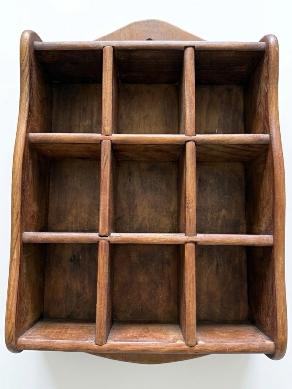 🌟 Vintage Wood 9-Cubby Curio Wall Shelf 🌟